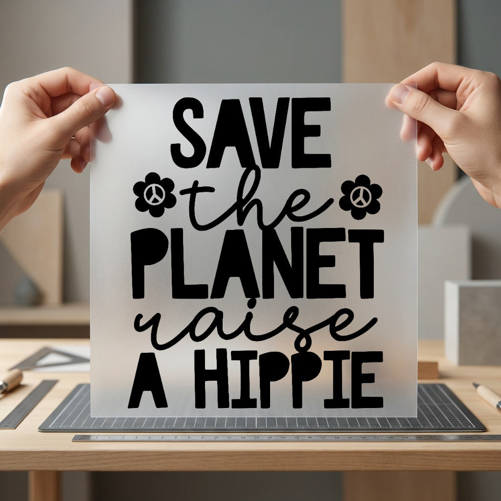 Save Planet Raise Hippie Retro Ready to Press DTF Transfer for Dtf