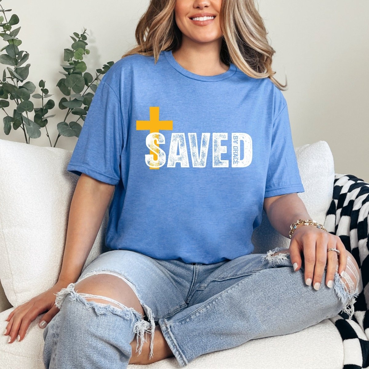 Saved By Grace | Cross Faith Tee - Luckets.com