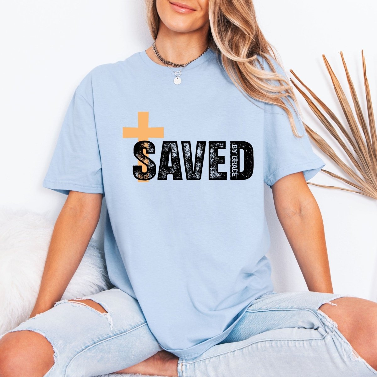 Saved By Grace | Cross Faith Tee - Luckets.com