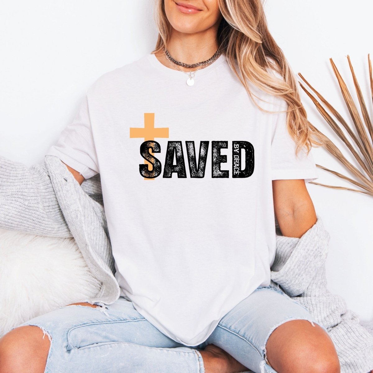 Saved By Grace | Cross Faith Tee - Luckets.com