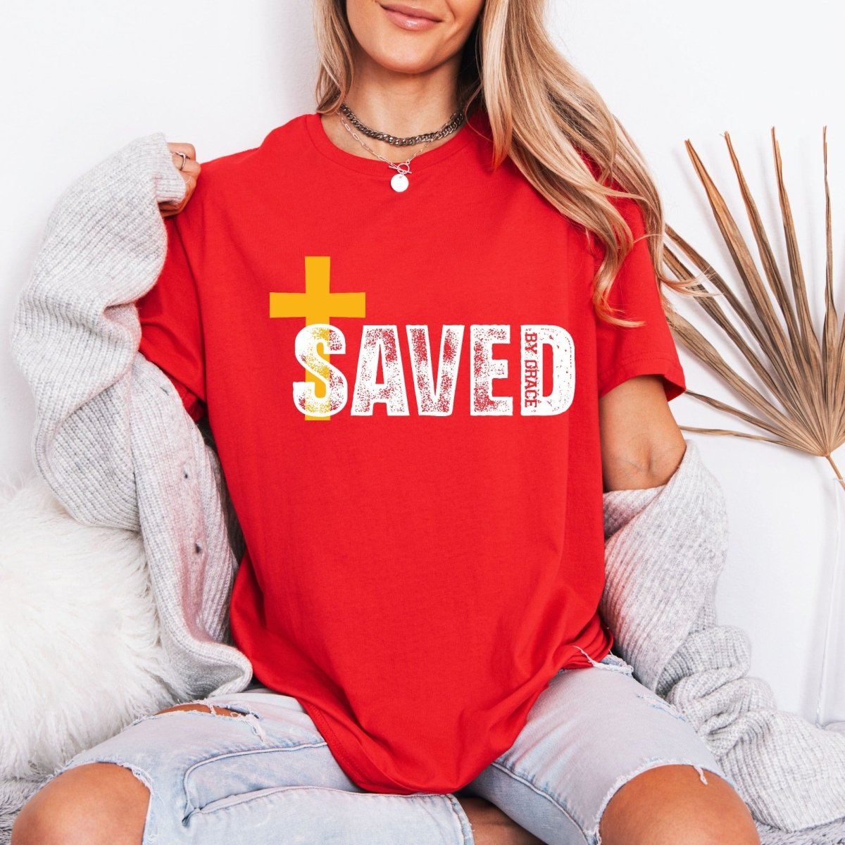 Saved By Grace | Cross Faith Tee - Luckets.com