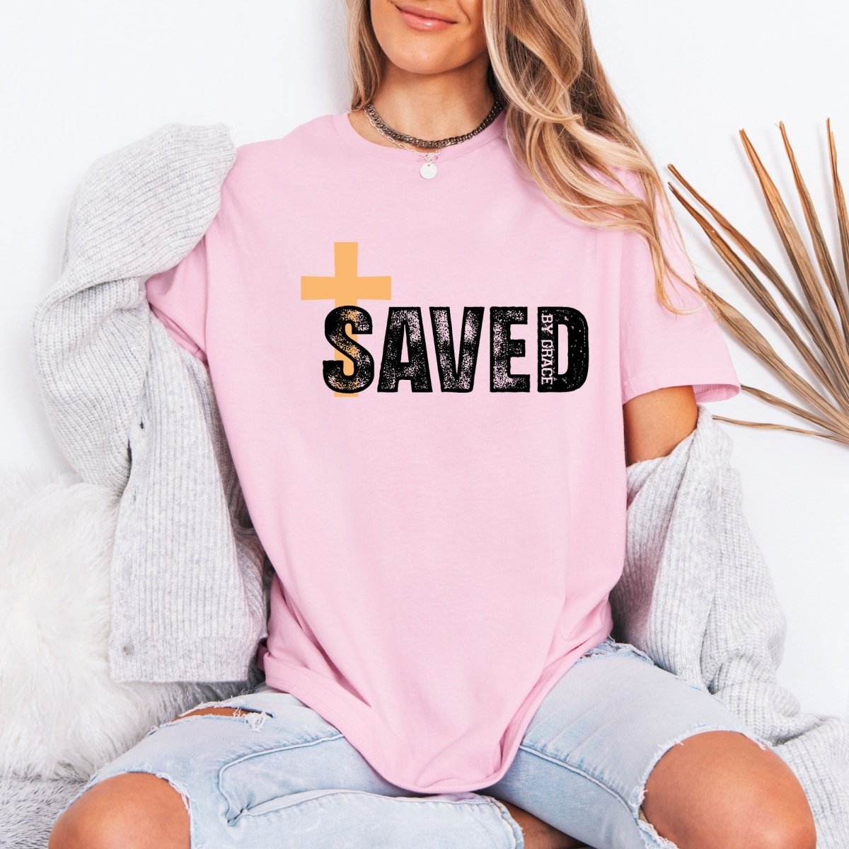 Saved By Grace | Cross Faith Tee - Luckets.com