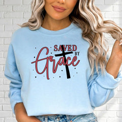 Saved By Grace | Cross & Scripture Sweatshirt - Luckets.com