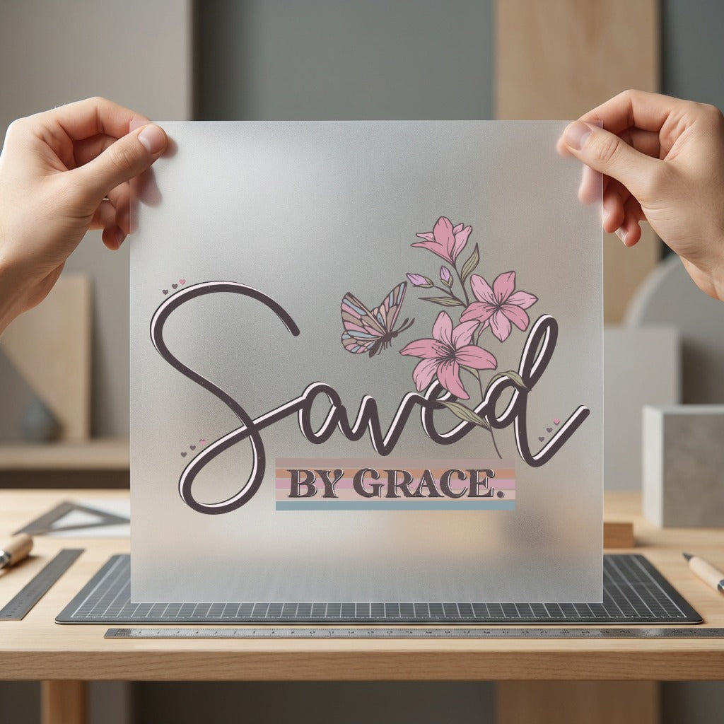 Saved Grace Butterfly Flowers Christian Faith Ready to Press DTF Transfer for Dtf