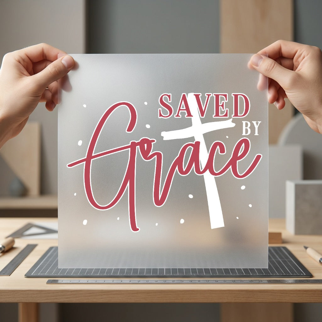 Saved Grace Cross Christian Christian Faith Ready to Press DTF Transfer for Dtf