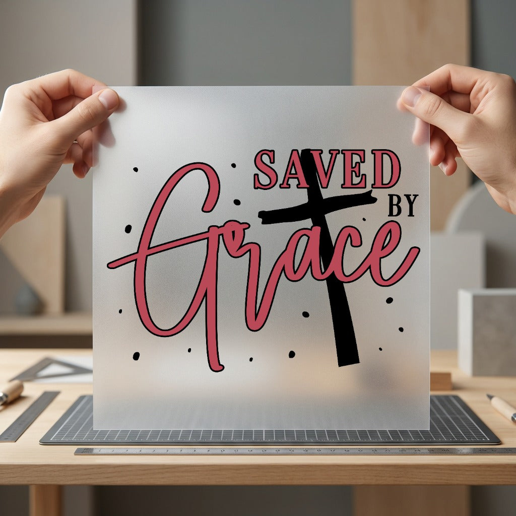 Saved Grace Cross Christian Christian Faith Ready to Press DTF Transfer for Dtf