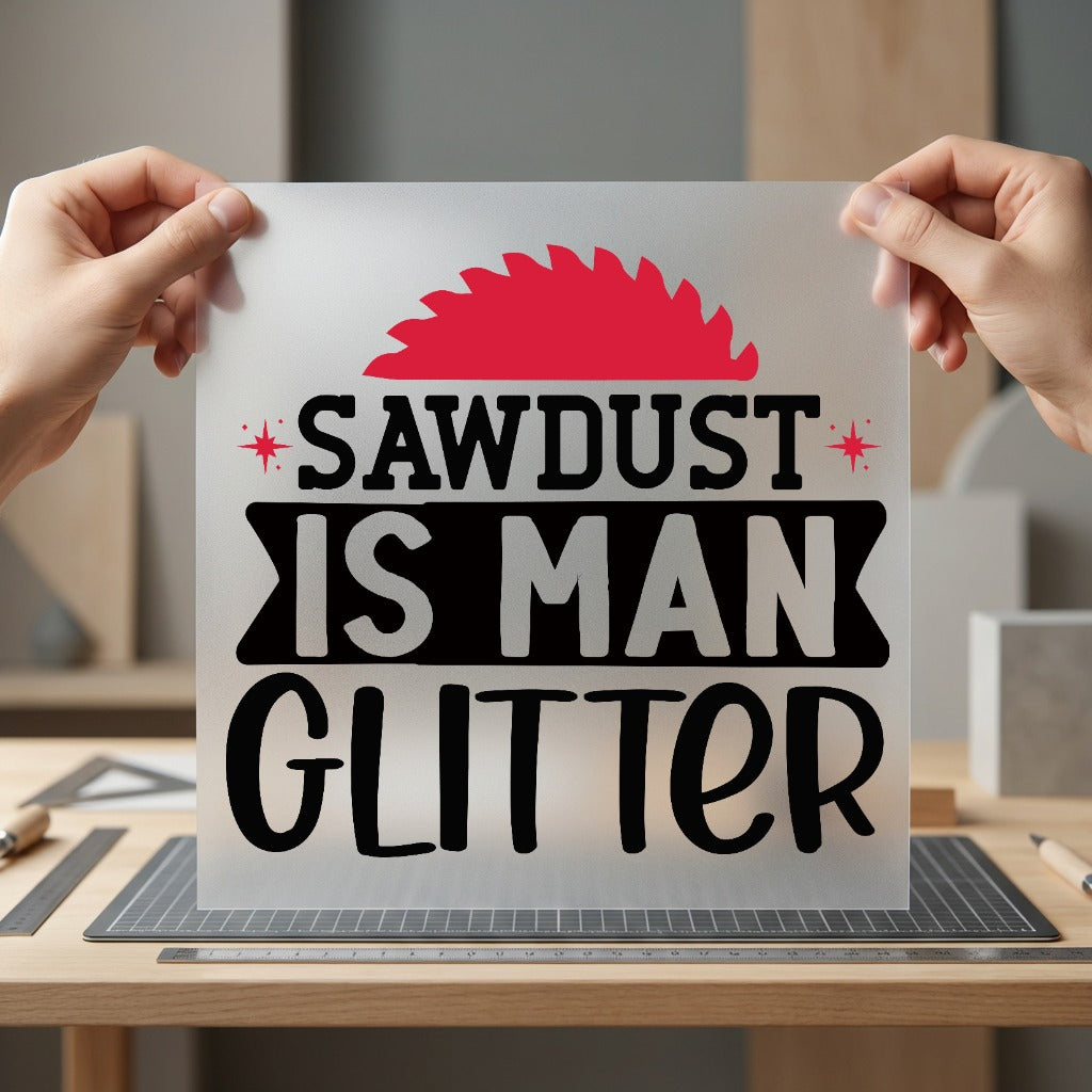 Sawdust Man Glitter Workshop Dad Funny Ready to Press DTF Transfer for Dtf
