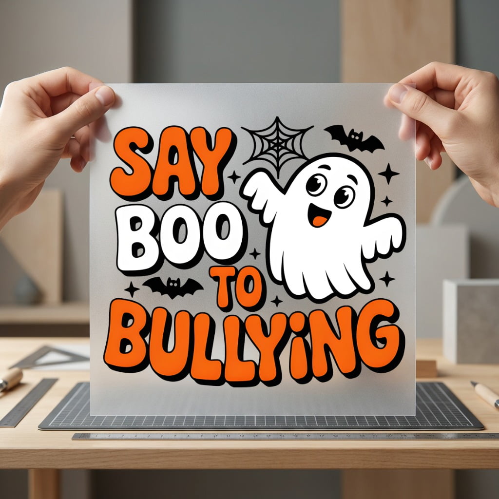Say Boo Bullying Ghost Halloween Fall Ready to Press DTF Transfer for Dtf