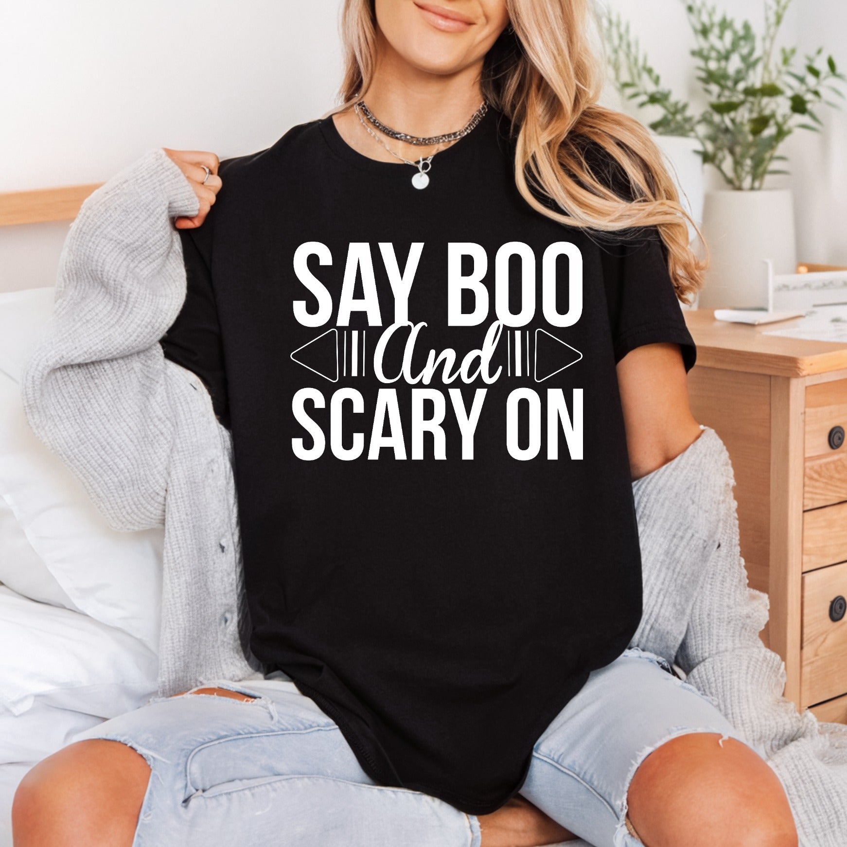 Say Boo Scary Halloween Halloween Fall Ready to Press DTF Transfer for Dtf