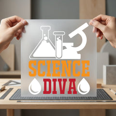 Science Diva Retro Diy Teacher Ready to Press DTF Transfer for Dtf