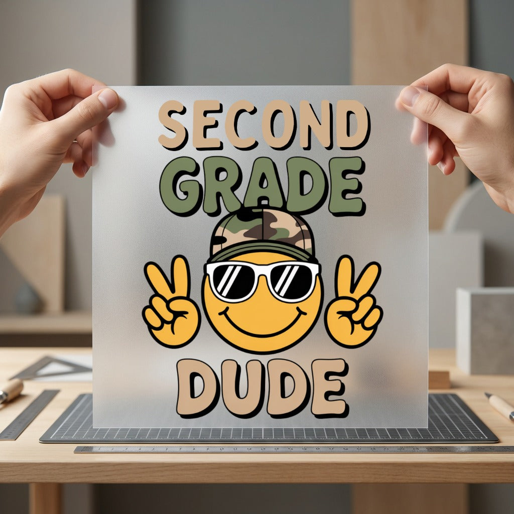 Second Grade Dude Smiley Funny Ready to Press DTF Transfer for Dtf