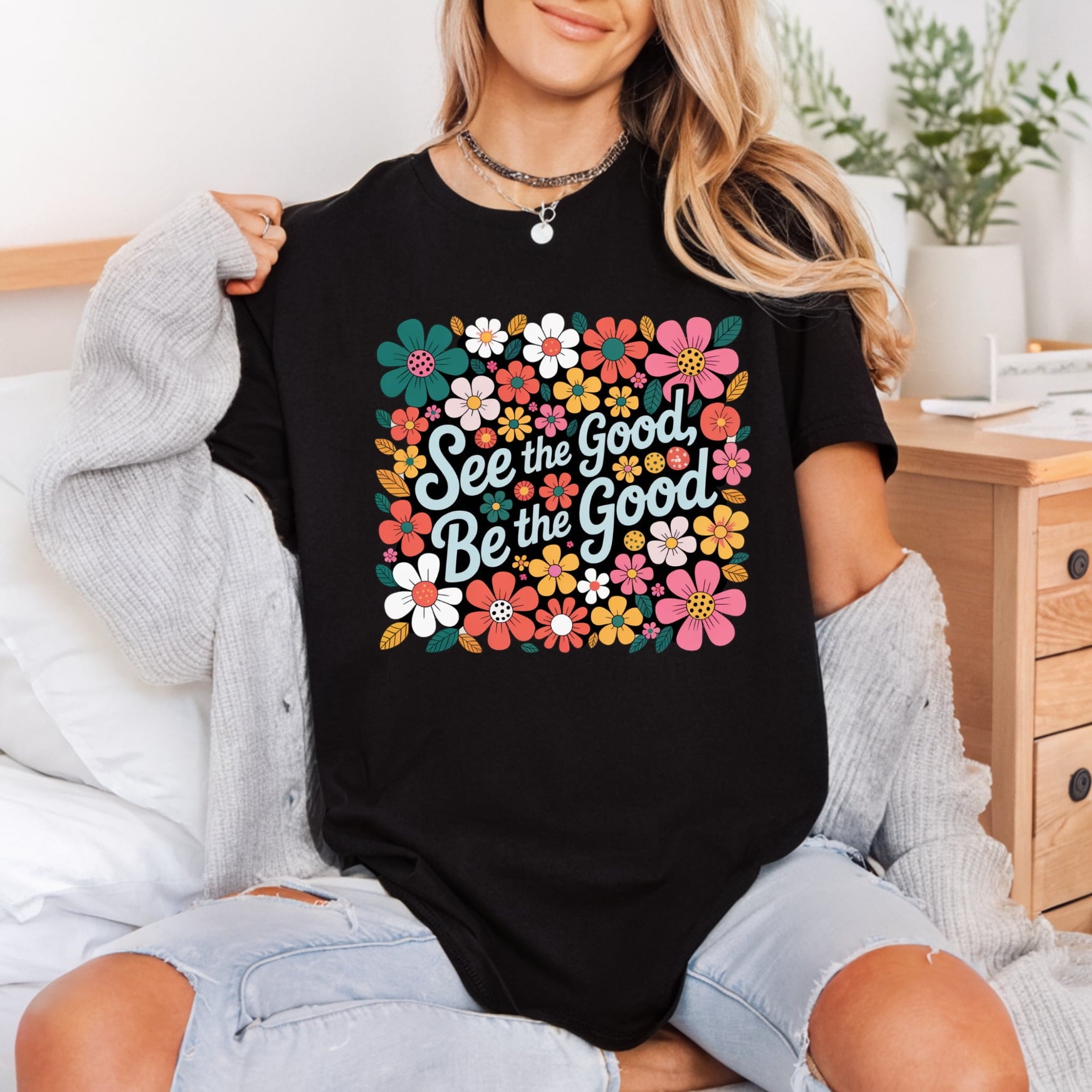 See Good Retro Floral Retro Ready to Press DTF Transfer for Dtf