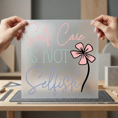 Self Care Not Selfish Aesthetic Floral Ready to Press DTF Transfer for Dtf