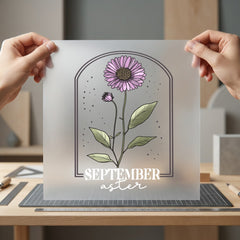 September Aster Flower Floral Vintage Retro Ready to Press DTF Transfer for Dtf