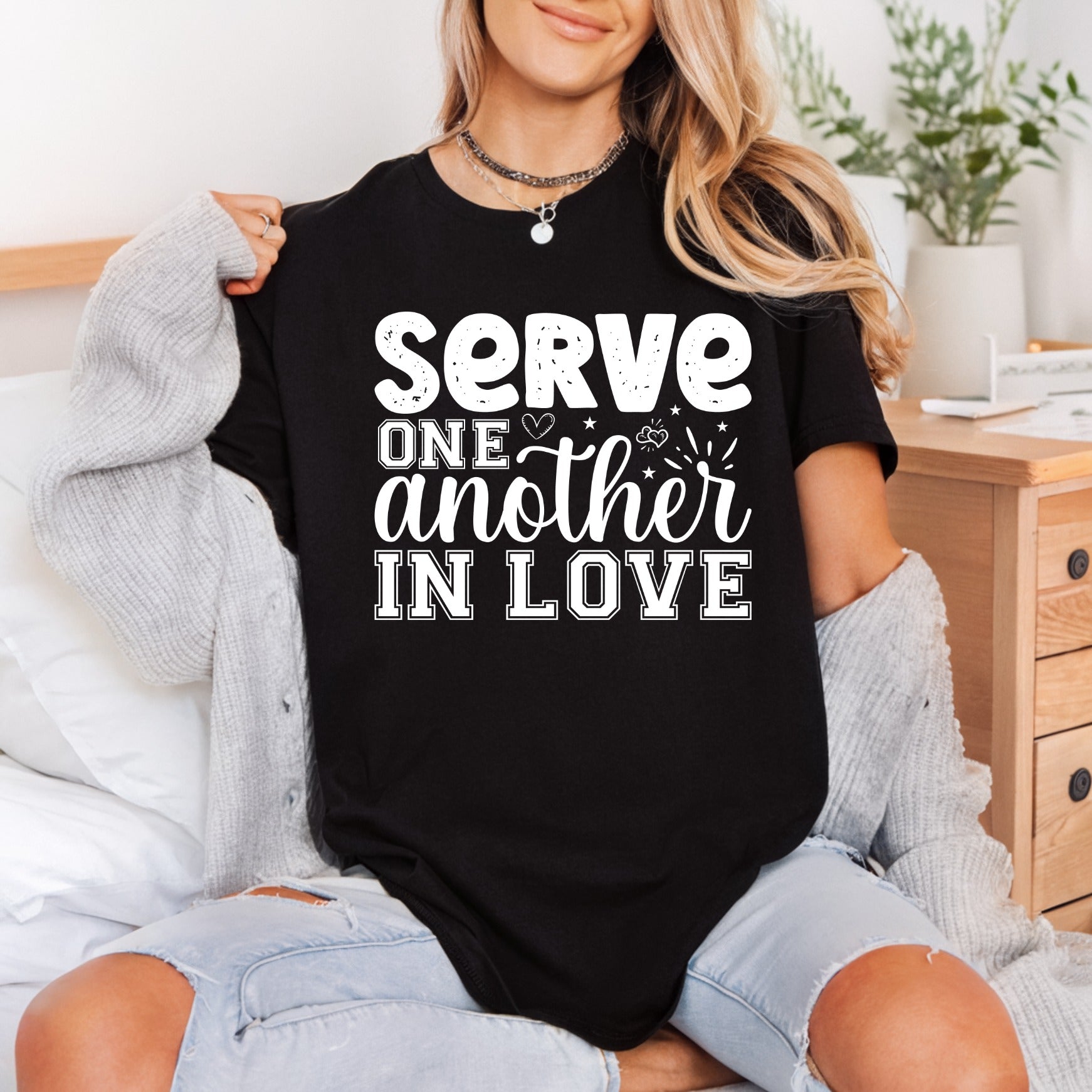 Serve One Another Love Christian Faith Ready to Press DTF Transfer for Dtf