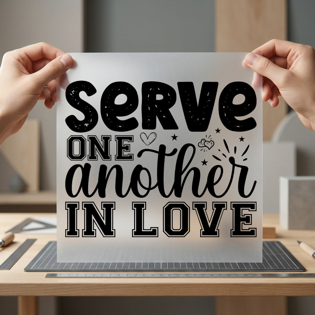 Serve One Another Love Christian Faith Ready to Press DTF Transfer for Dtf