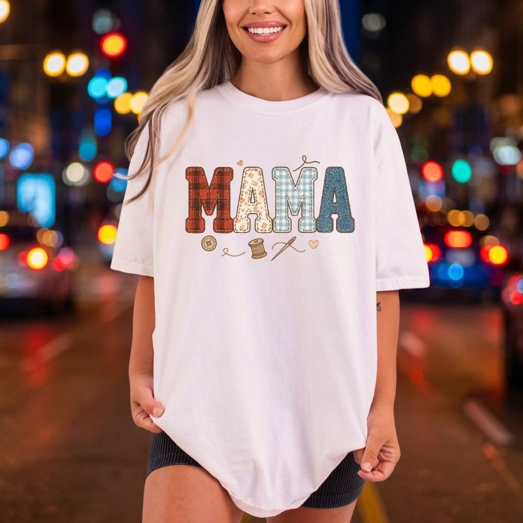 Sewn Patchwork Mama Crafty Mom Mama Ready to Press DTF Transfer for Dtf