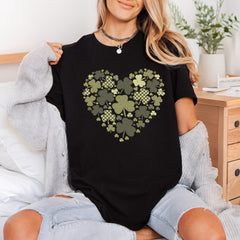 Shamrock Heart Retro Checkered Vintage Retro Ready to Press DTF Transfer for Dtf