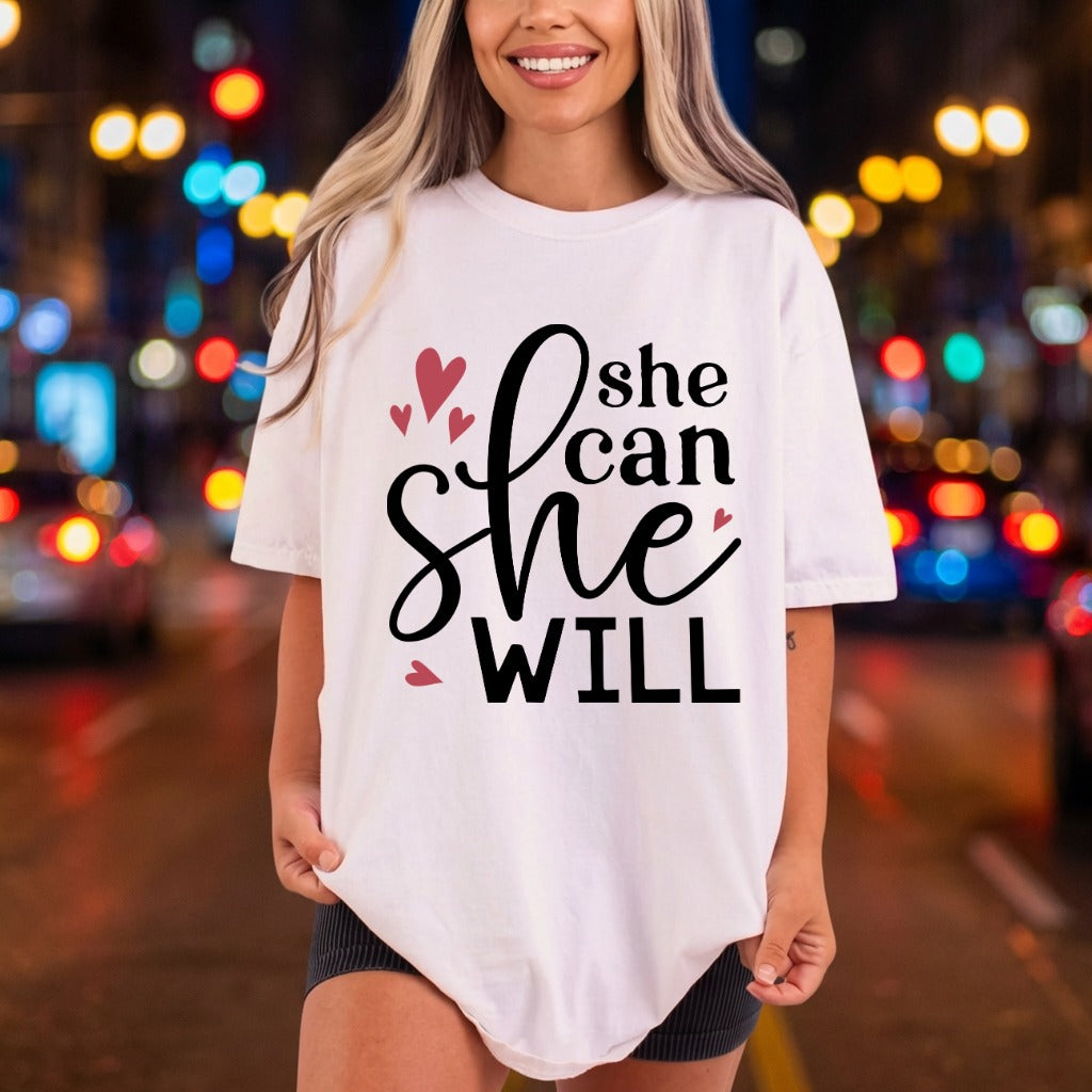 She Can Will Empowering Aesthetic Ready to Press DTF Transfer for Dtf