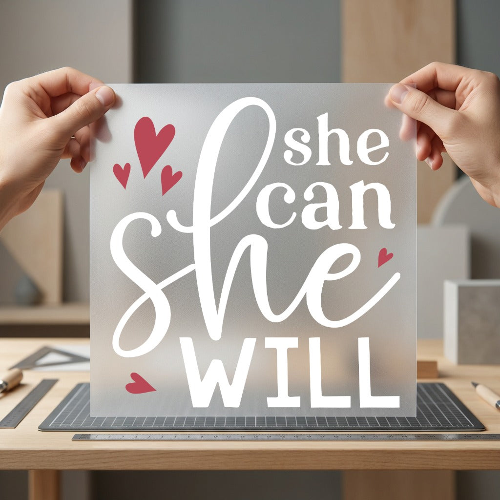 She Can Will Empowering Aesthetic Ready to Press DTF Transfer for Dtf