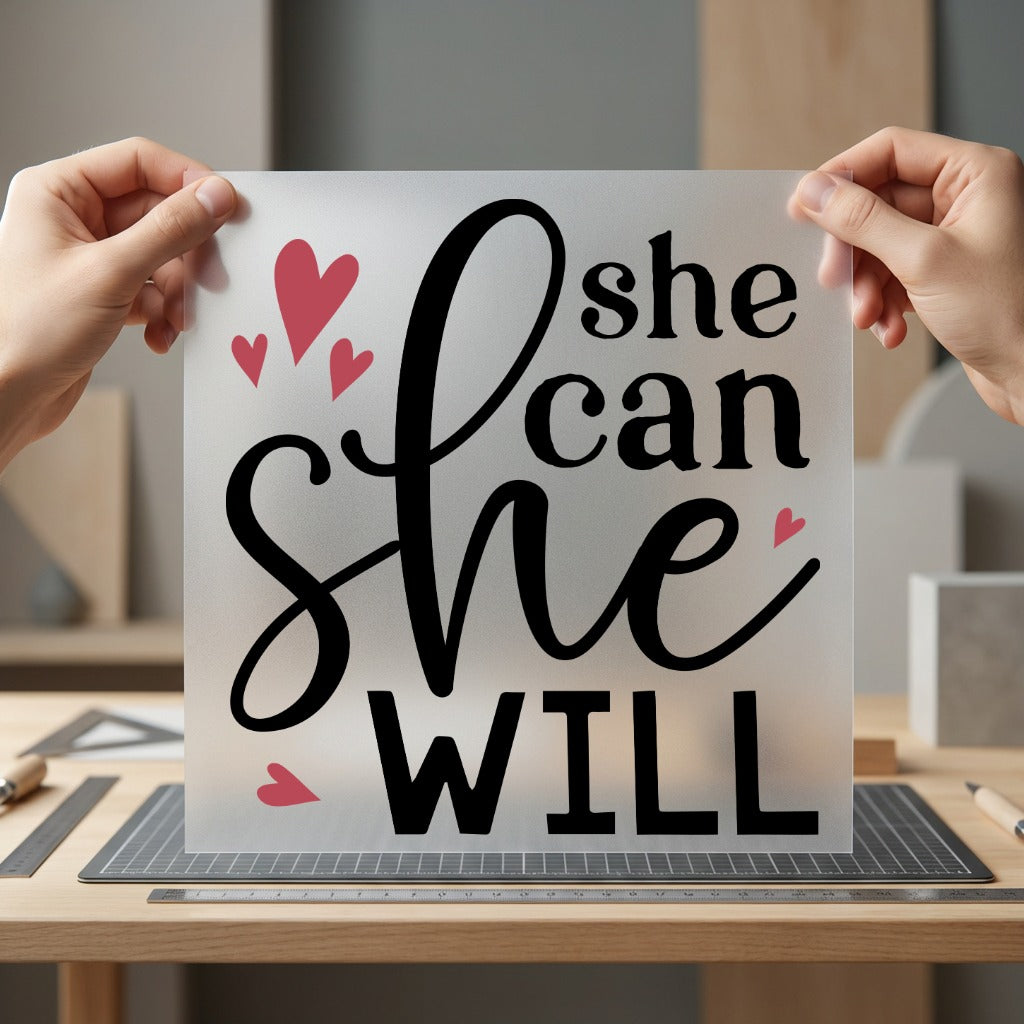 She Can Will Empowering Aesthetic Ready to Press DTF Transfer for Dtf