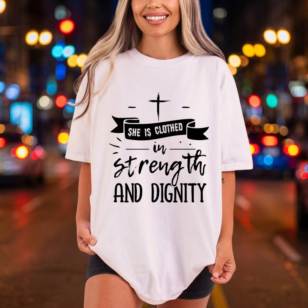 She Clothed Strength Christian Christian Faith Ready to Press DTF Transfer for Dtf