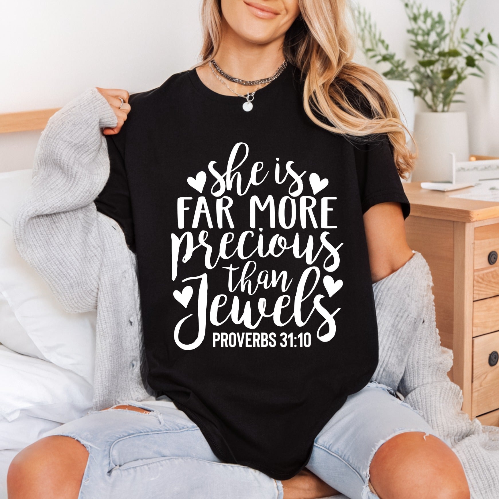 She Far More Precious Christian Faith Ready to Press DTF Transfer for Dtf