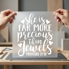 She Far More Precious Christian Faith Ready to Press DTF Transfer for Dtf