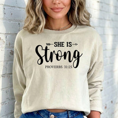 She Is Strong | Proverbs 31:25 Faith - Inspired Sweatshirt - Luckets.com