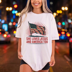 She Loves Jesus America 4th Of July Christian Ready to Press DTF Transfer for Dtf