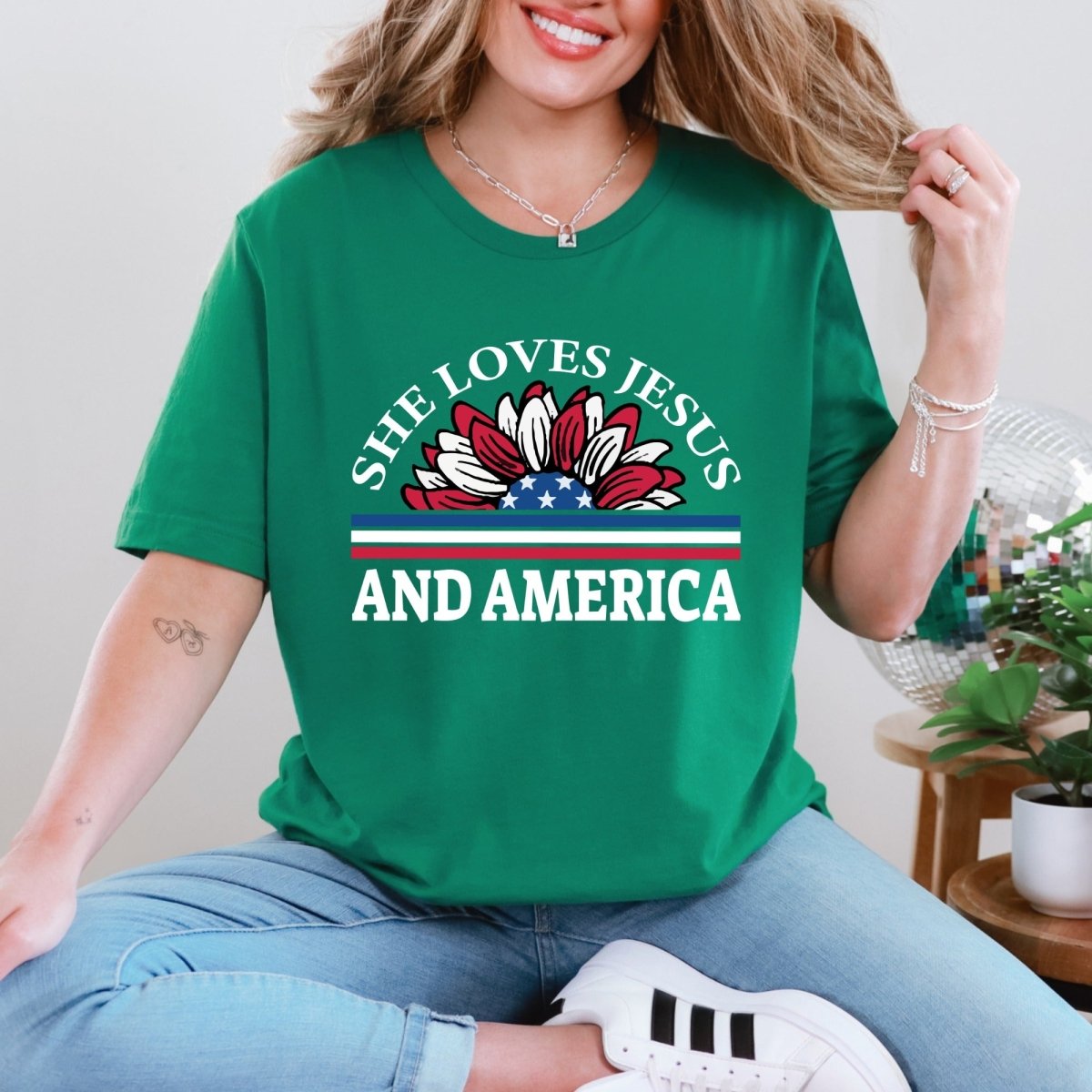 She Loves Jesus And America | Faith & Patriotism Tee - Luckets.com