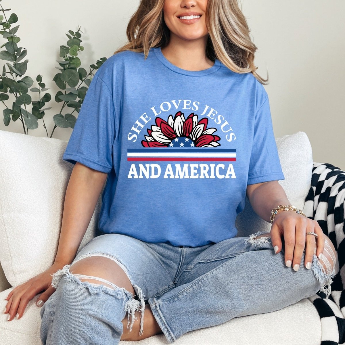 She Loves Jesus And America | Faith & Patriotism Tee - Luckets.com