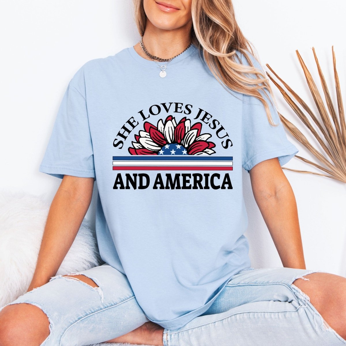 She Loves Jesus And America | Faith & Patriotism Tee - Luckets.com