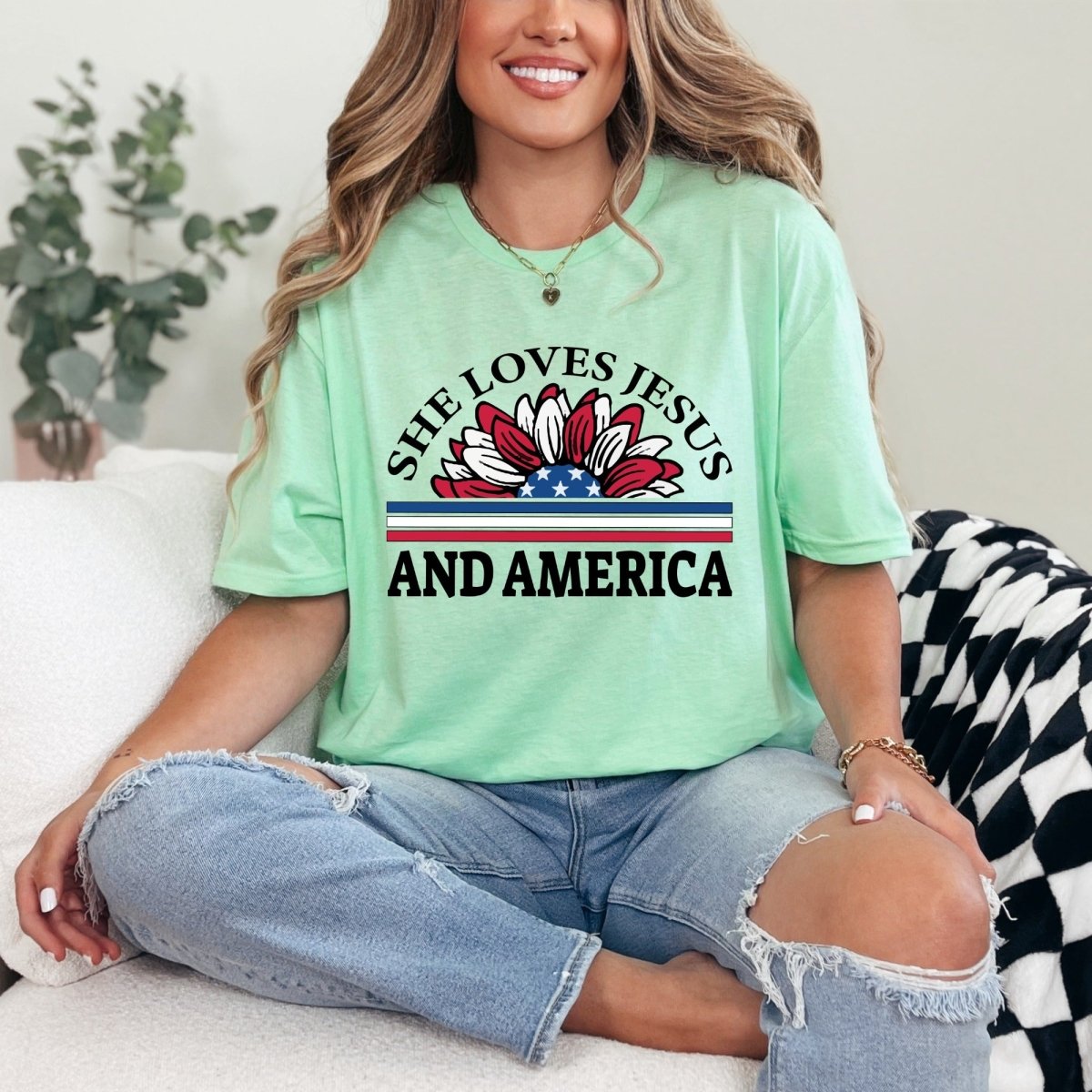 She Loves Jesus And America | Faith & Patriotism Tee - Luckets.com