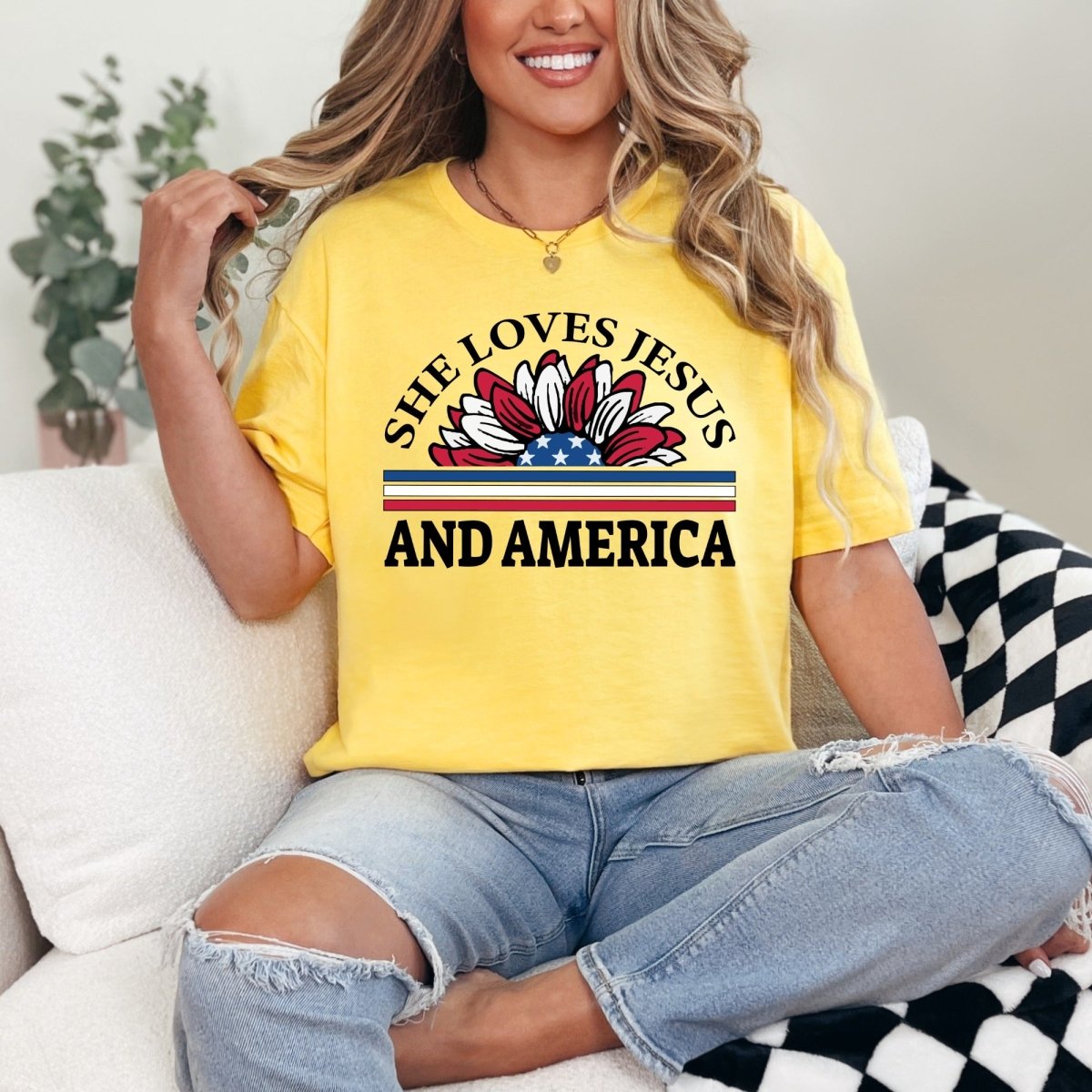 She Loves Jesus And America | Faith & Patriotism Tee - Luckets.com