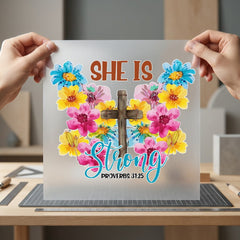 She Strong Proverbs Christian Christian Faith Ready to Press DTF Transfer for Dtf