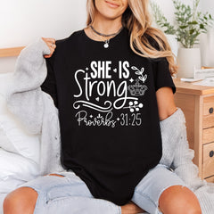 She Strong Proverbs Empowering Christian Faith Ready to Press DTF Transfer for Dtf