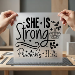 She Strong Proverbs Empowering Christian Faith Ready to Press DTF Transfer for Dtf
