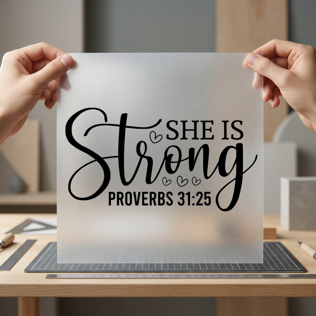 She Strong Proverbs Script Christian Faith Ready to Press DTF Transfer for Dtf