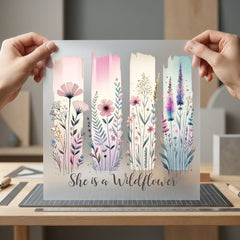 She Wildflower Watercolor Flora Boho Aesthetic Ready to Press DTF Transfer for Dtf