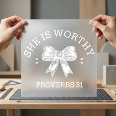 She Worthy Bow Christian Christian Faith Ready to Press DTF Transfer for Dtf