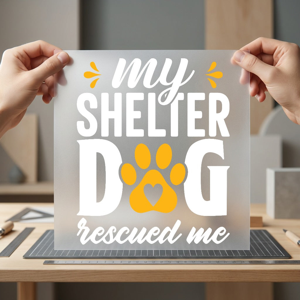 Shelter Dog Rescued Pet Mom Dad Ready to Press DTF Transfer for Dtf