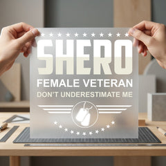 Shero Female Veteran Empowering Usa Freedom Ready to Press DTF Transfer for Dtf