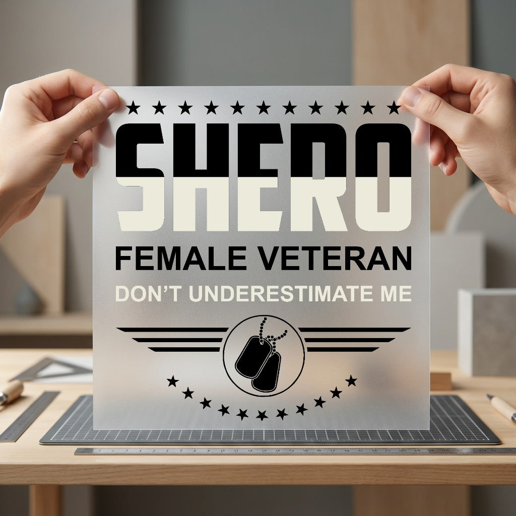 Shero Female Veteran Empowering Usa Freedom Ready to Press DTF Transfer for Dtf