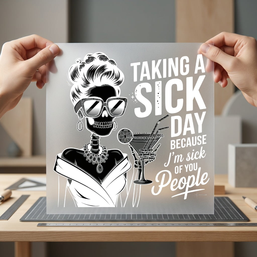 Sick Day Skeleton Lady Halloween Funny Ready to Press DTF Transfer for Dtf