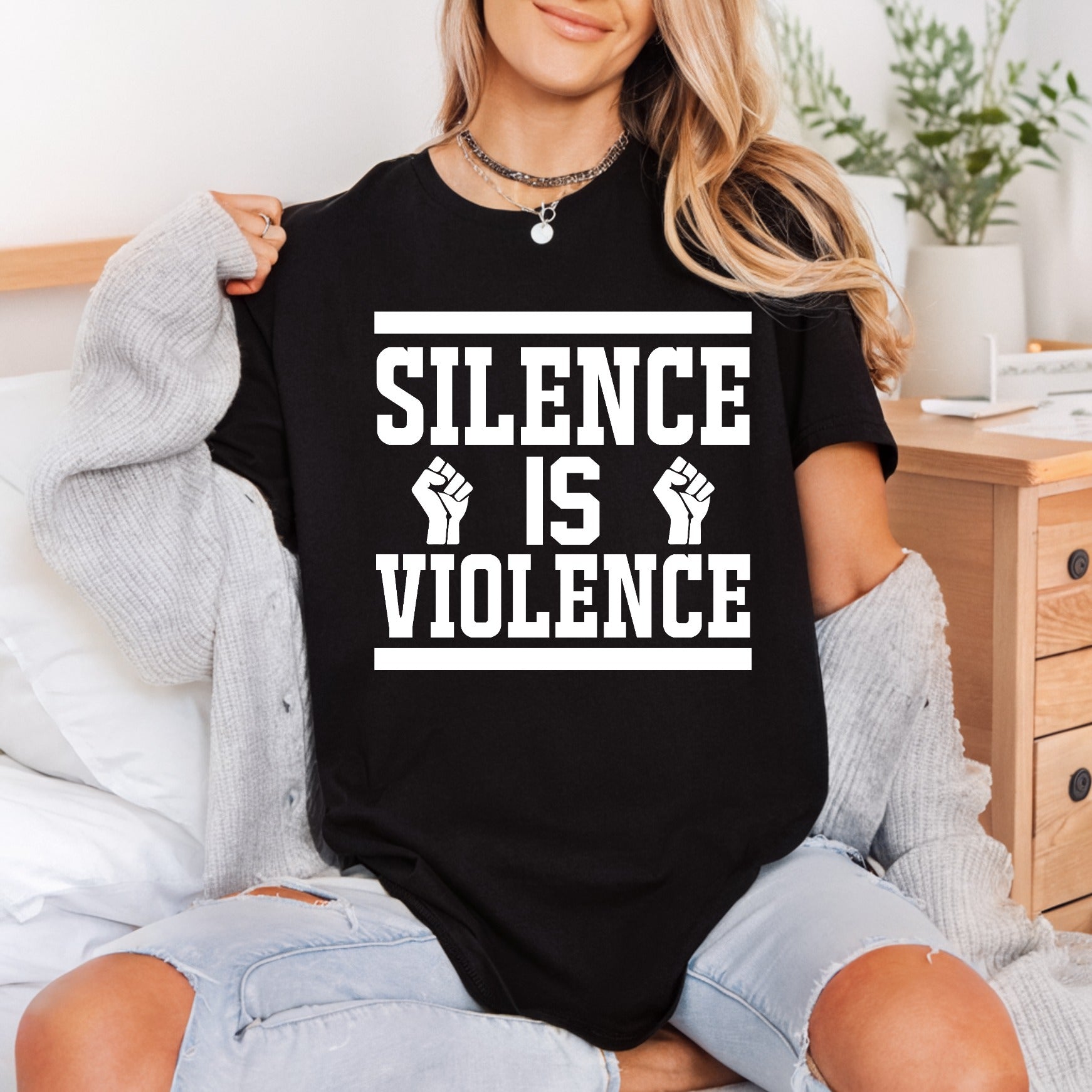 Silence Violence Fists Protest Usa Freedom Ready to Press DTF Transfer for Dtf
