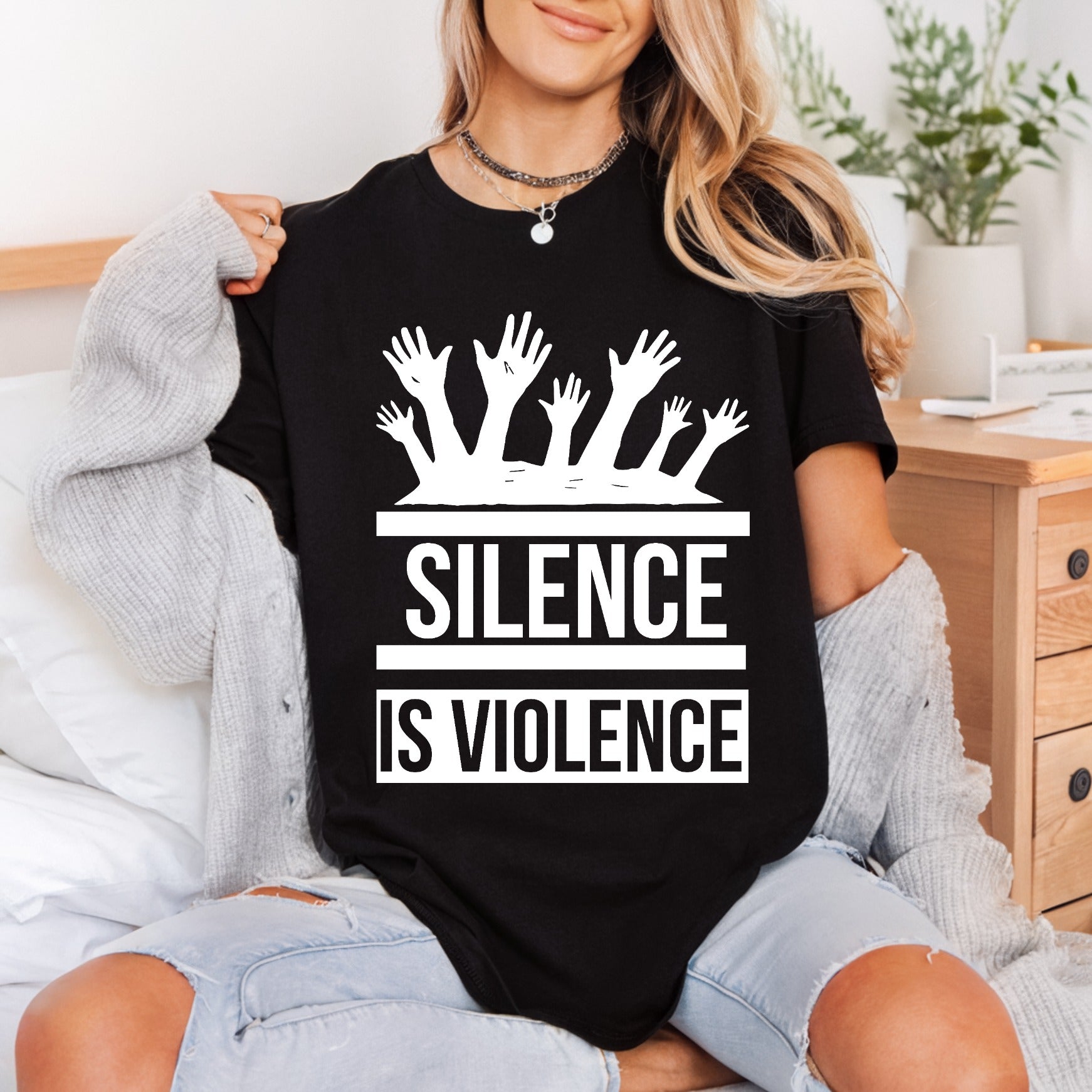 Silence Violence Hands Protest Usa Freedom Ready to Press DTF Transfer for Dtf