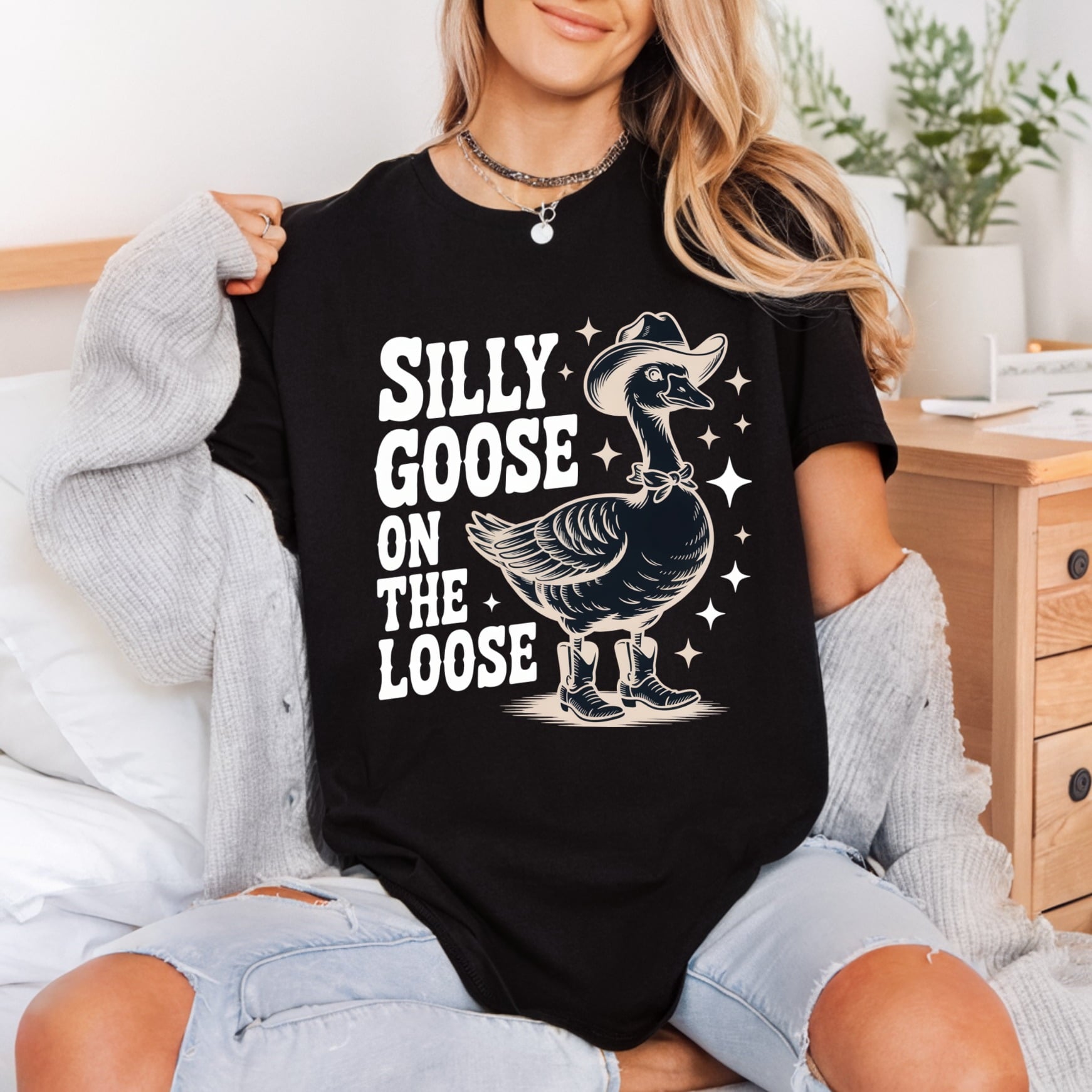Silly Goose Loose Western Usa Funny Ready to Press DTF Transfer for Dtf