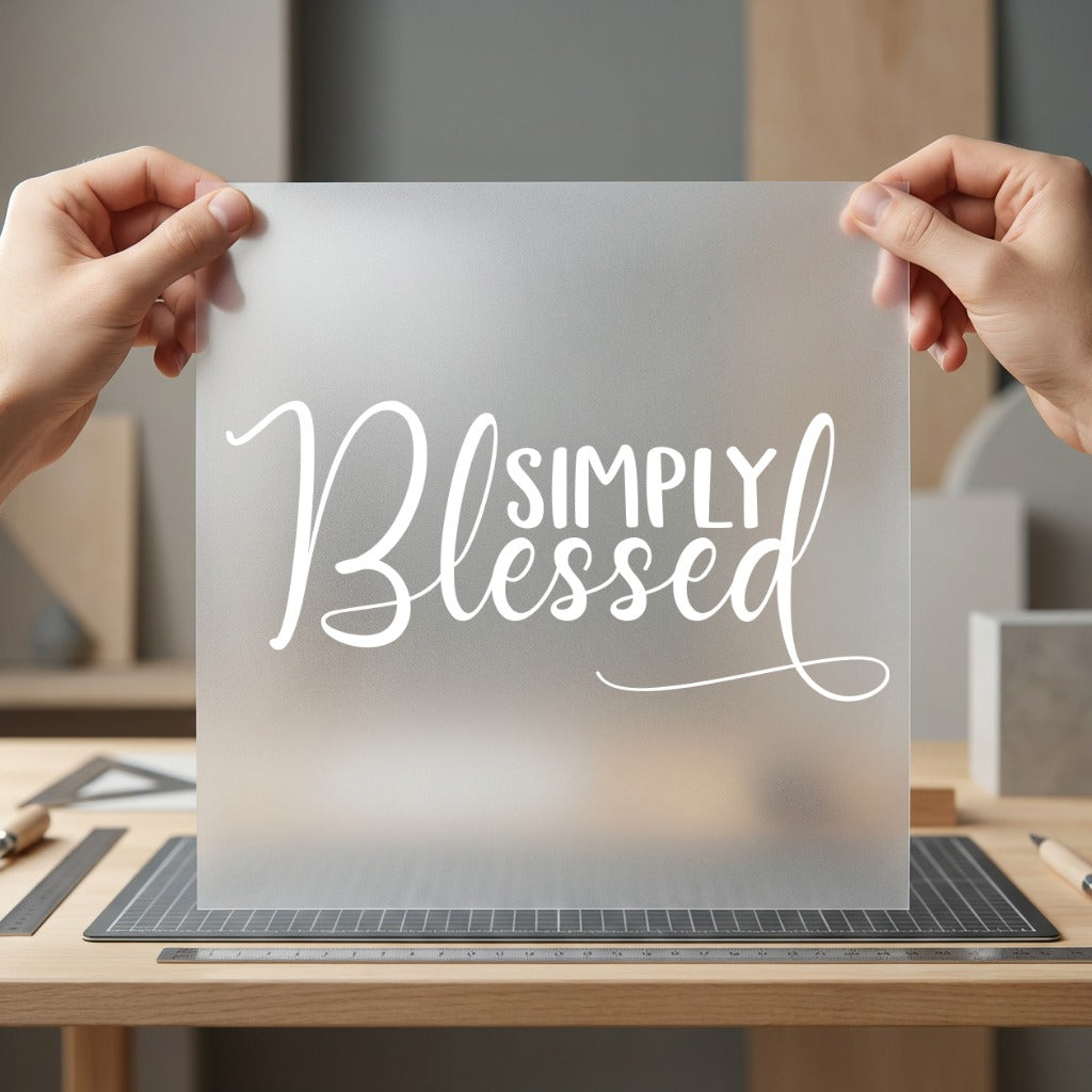 Simply Blessed Script Elegant Christian Faith Ready to Press DTF Transfer for Dtf
