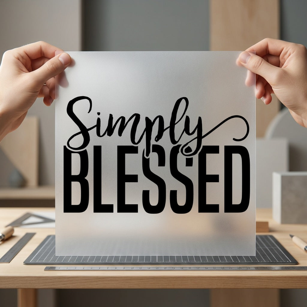 Simply Blessed Script Serif Faith Prayer Ready to Press DTF Transfer for Dtf
